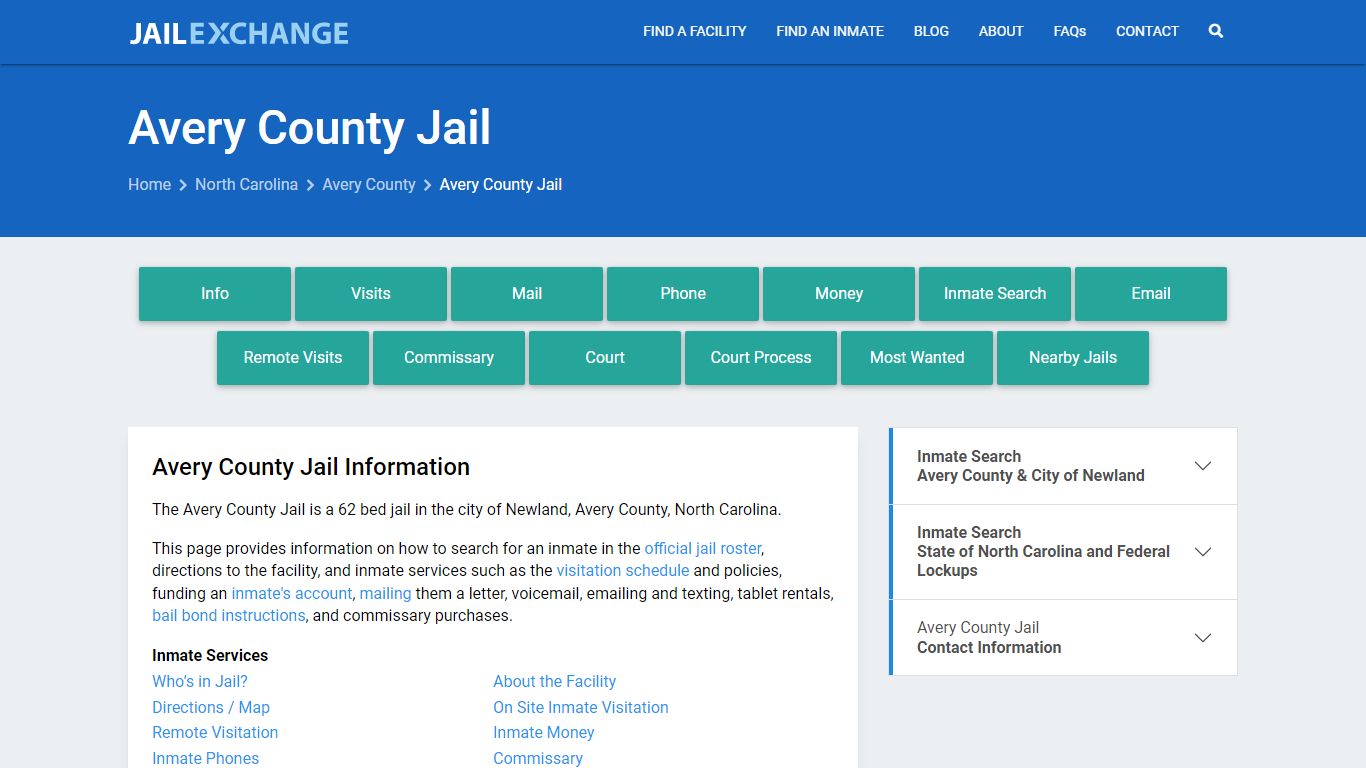 Avery County Jail, NC Inmate Search, Information